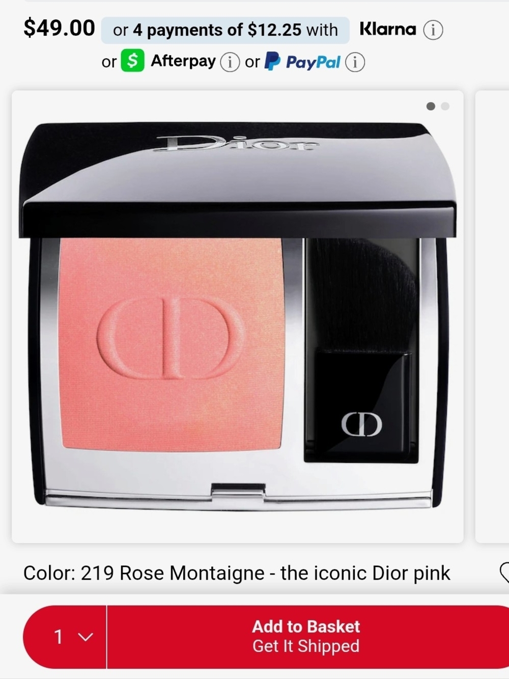 Dior Blush 219 Rose Montaigne – Soft Coral Pink Cheek Color